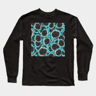 Bloomy Blues - Turquoise Sunflowers - Digitally Illustrated Abstract Flower Pattern for Home Decor, Clothing Fabric, Curtains, Bedding, Pillows, Upholstery, Phone Cases and Stationary Long Sleeve T-Shirt